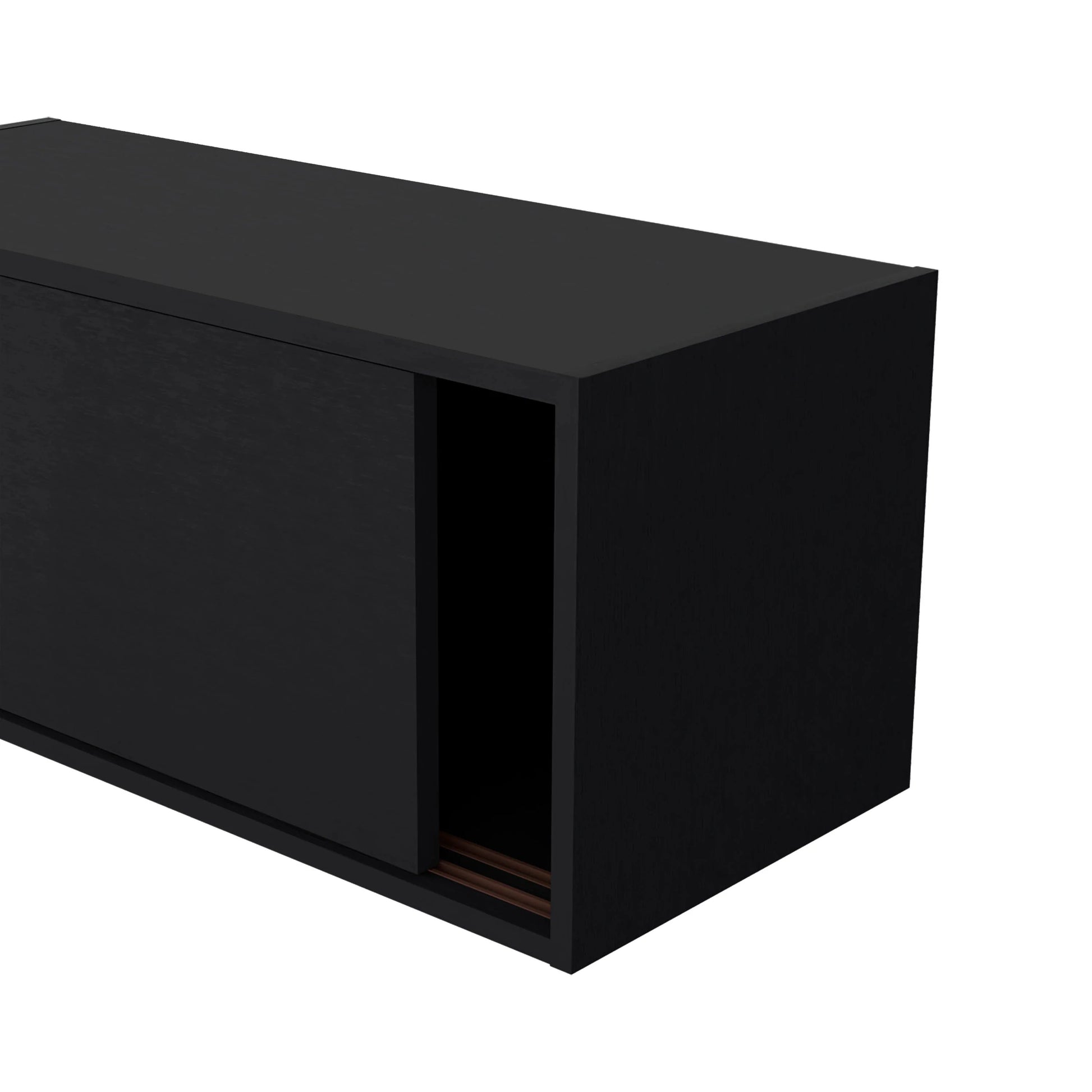 Black Floating Cabinet With Sliding Door Wall Mounted 1 2 Shelves Black Primary Living Space Sliding Doors Modern Particle Board