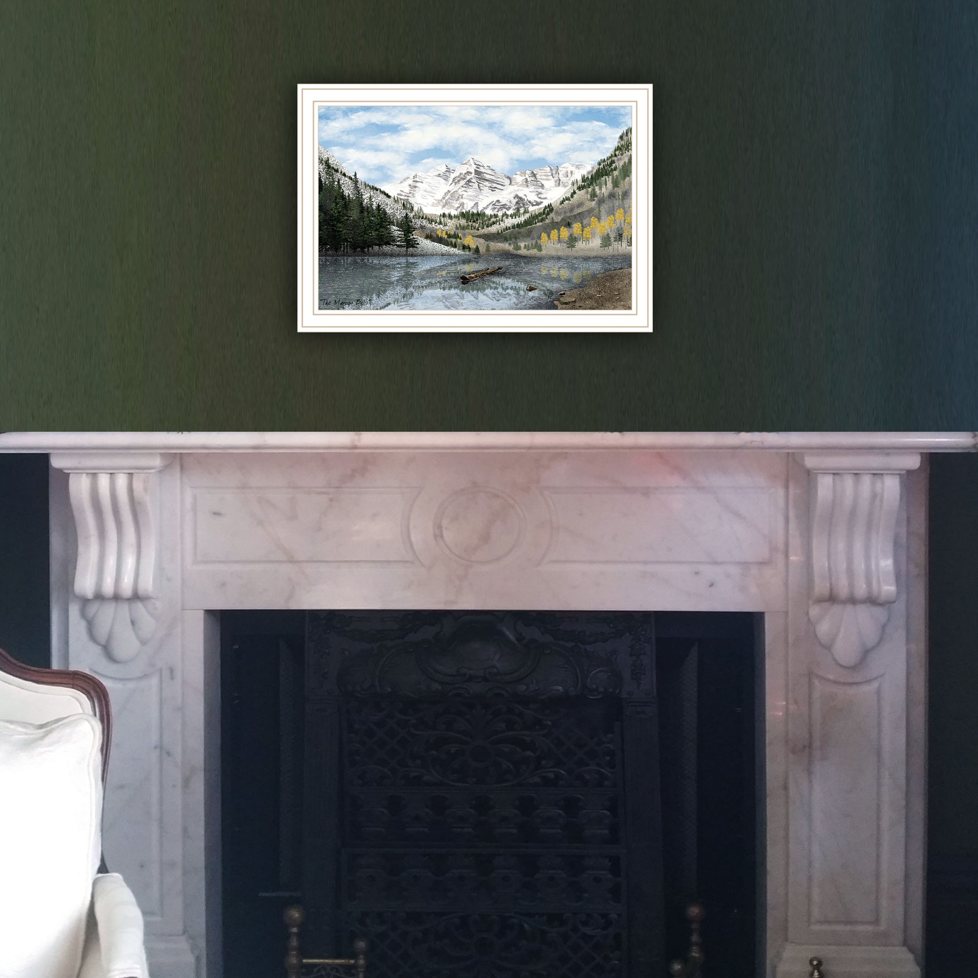 The Maroon Bells White Framed Wall Art For Living Room, Bedroom Wall Art Print For Home Decor By Billy Jacobs Multi Wood Paper