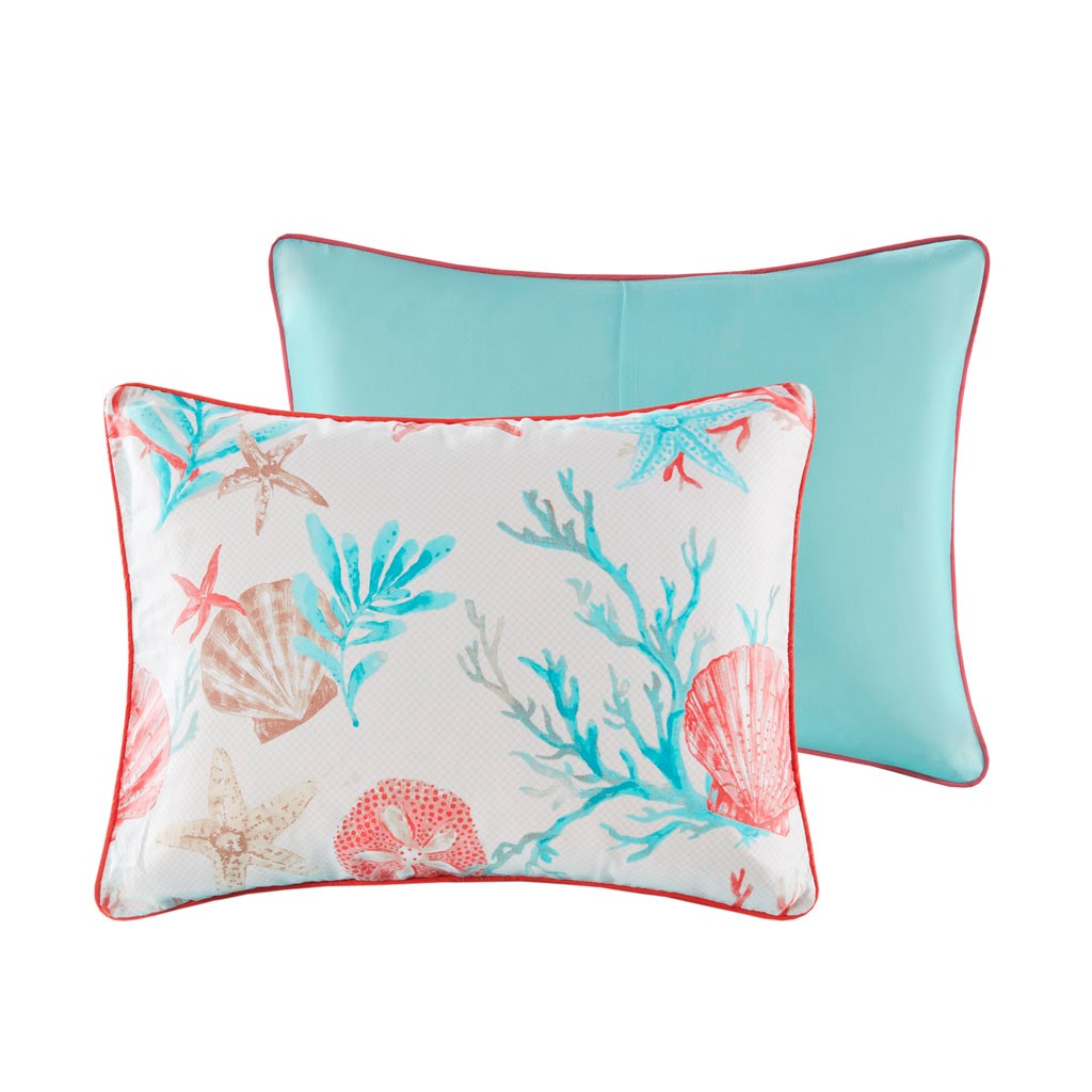 7 Piece Cotton Sateen Comforter Set Coral Cal King California King Coral Cotton