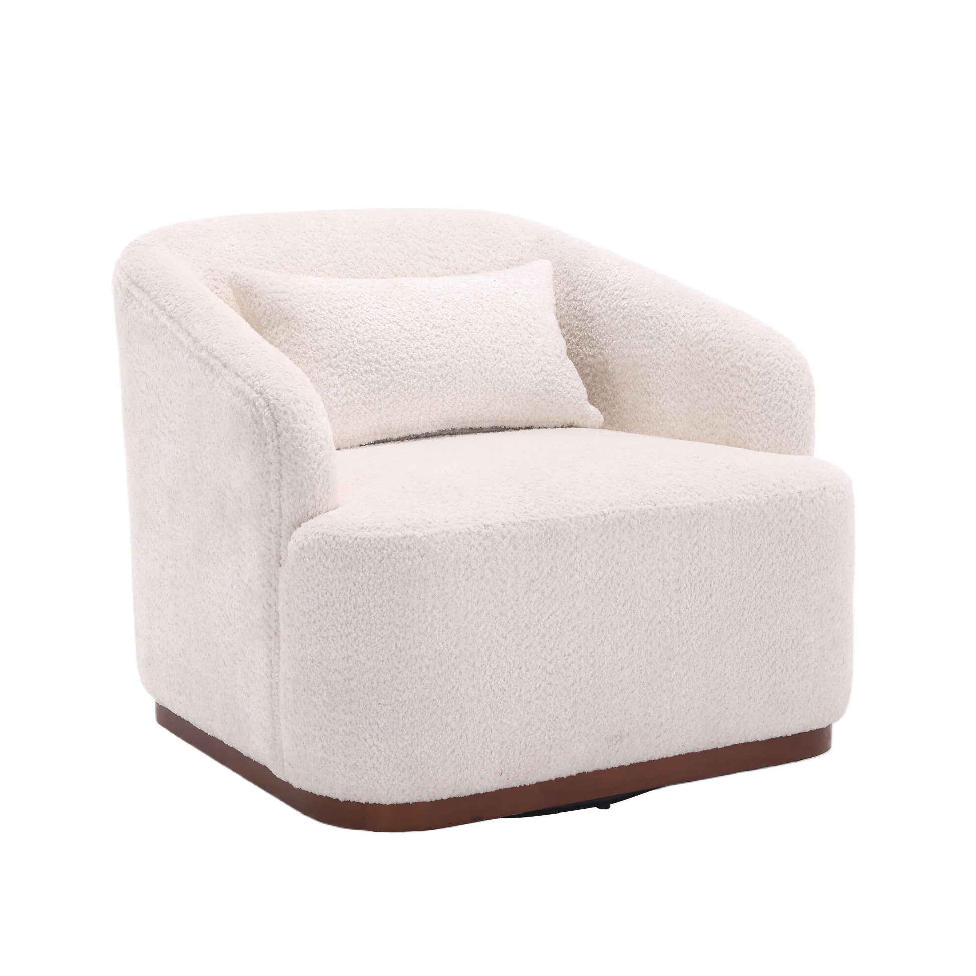 Coolmore Swivel Barrel Chair, Comfy Round Accent Sofa Chair For Living Room, 360 Degree Swivel Barrel Club Chair, Leisure Arm Chair For Nursery, Hotel, Bedroom, Office, Lounge White Boucle White Primary Living Space Foam Boucle