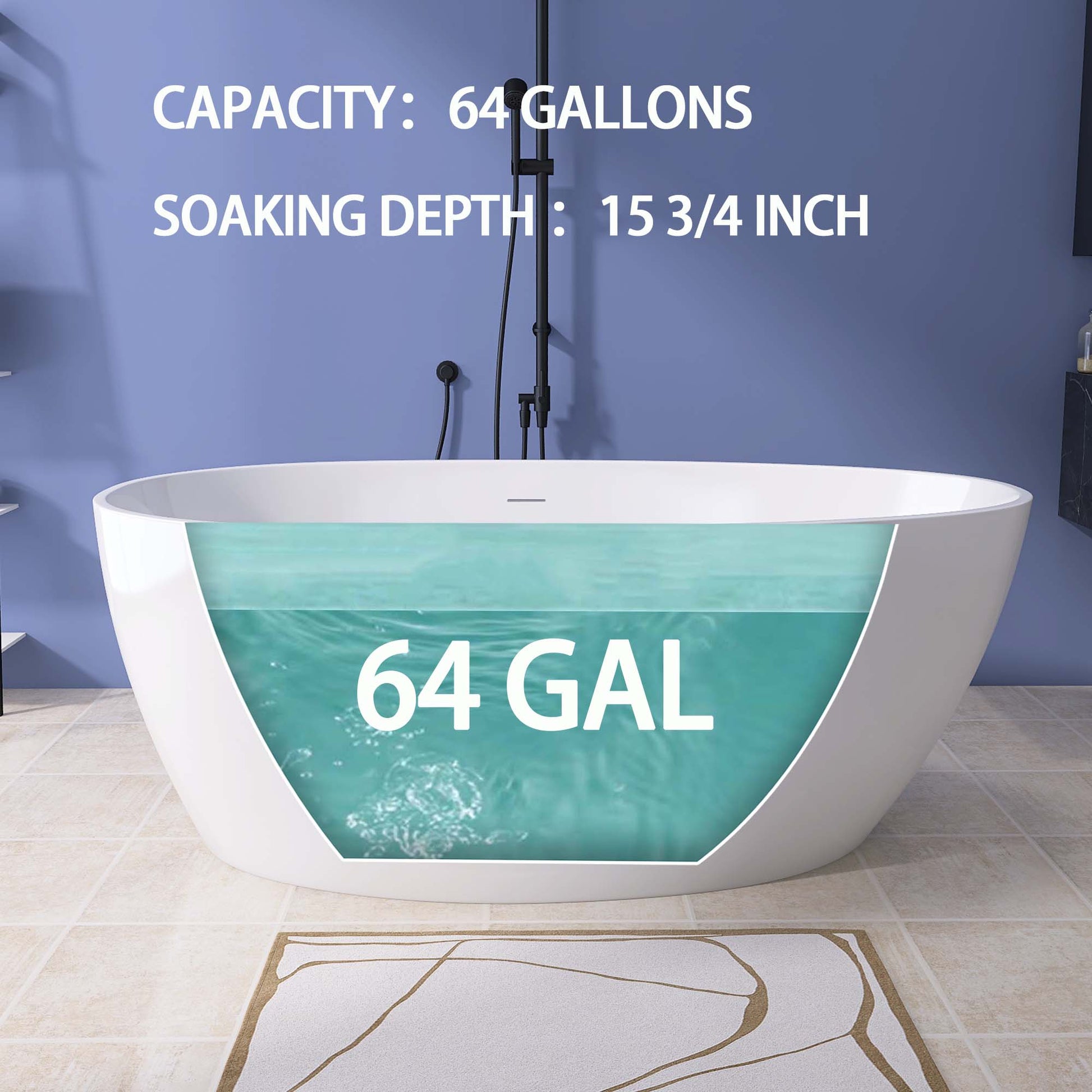 59" Acrylic Free Standing Tub Classic Oval Shape Soaking Tub, Adjustable Freestanding Bathtub With Integrated Slotted Overflow And Chrome Pop Up Drain Anti Clogging Gloss White Gloss White Oval Bathroom Freestanding Tubs Polished 59 61 In Modern Soaking
