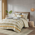 3 Piece Cotton Comforter Set Gray Yellow King Cal King King Gray Yellow Cotton