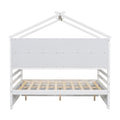 Full House Bed With Roof Frame, Bedside Shelves, Under Bed Storage Unit,White Full White American Design Pine