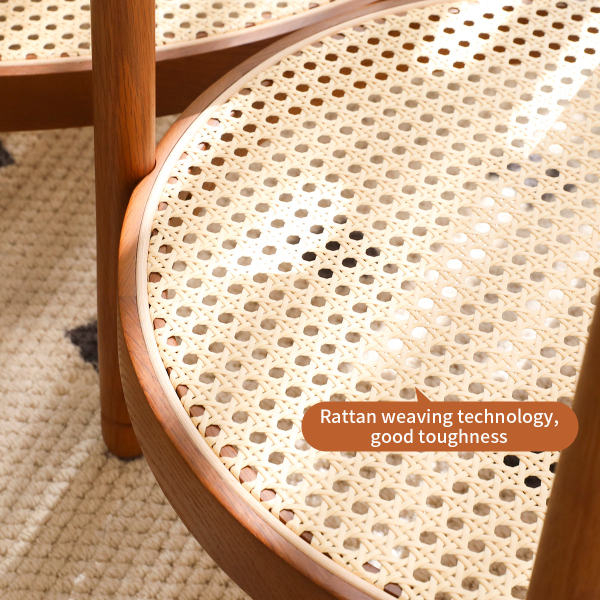 Modern Farmhouse Living Room Coffee Table Set, Stylish And Elegant Nesting Round Wooden Table,Side End Table Set For Living Room,Bedroom 1Pc,Big Table Brown Glass,Wood