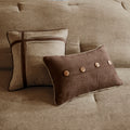 7 Piece Faux Suede Comforter Set Brown King King Brown Polyester
