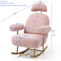 Modern Sherpa Fabric Nursery Rocking Chair,Accent Upholstered Rocker Glider Chair For Baby And Kids,Comfy Armchair With Gold Metal Frame,Leisure Sofa Chair For Nursery Bedroom Living Room,Dark Pink Pink Polyester