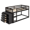 Twin Over Twin Bunk Bed With 4 Drawers And 3 Shelves Espresso Twin Espresso Solid Wood