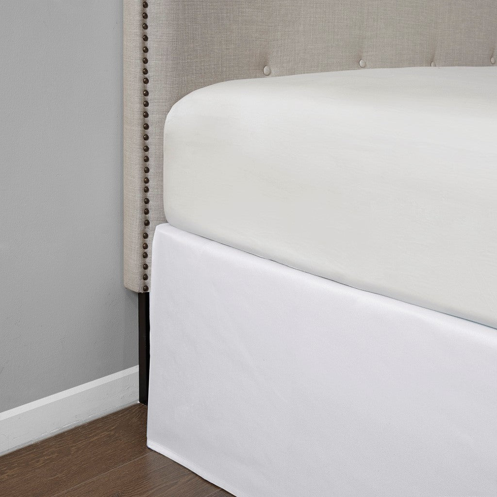 Wrap Around Adjustable Bedskirt White One Size White Microfiber