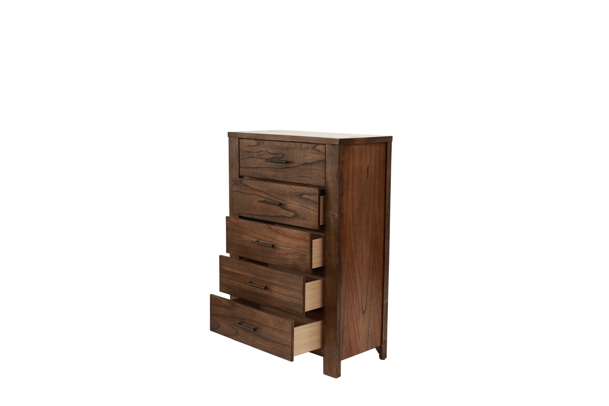 Oak Finish 1Pc Chest Of Drawers Wooden Texture 5X Drawers Storage Bedroom Furniture Oak Bedroom Contemporary,Modern,Transitional Rubberwood Particle Board Mdf,Rubber Wood
