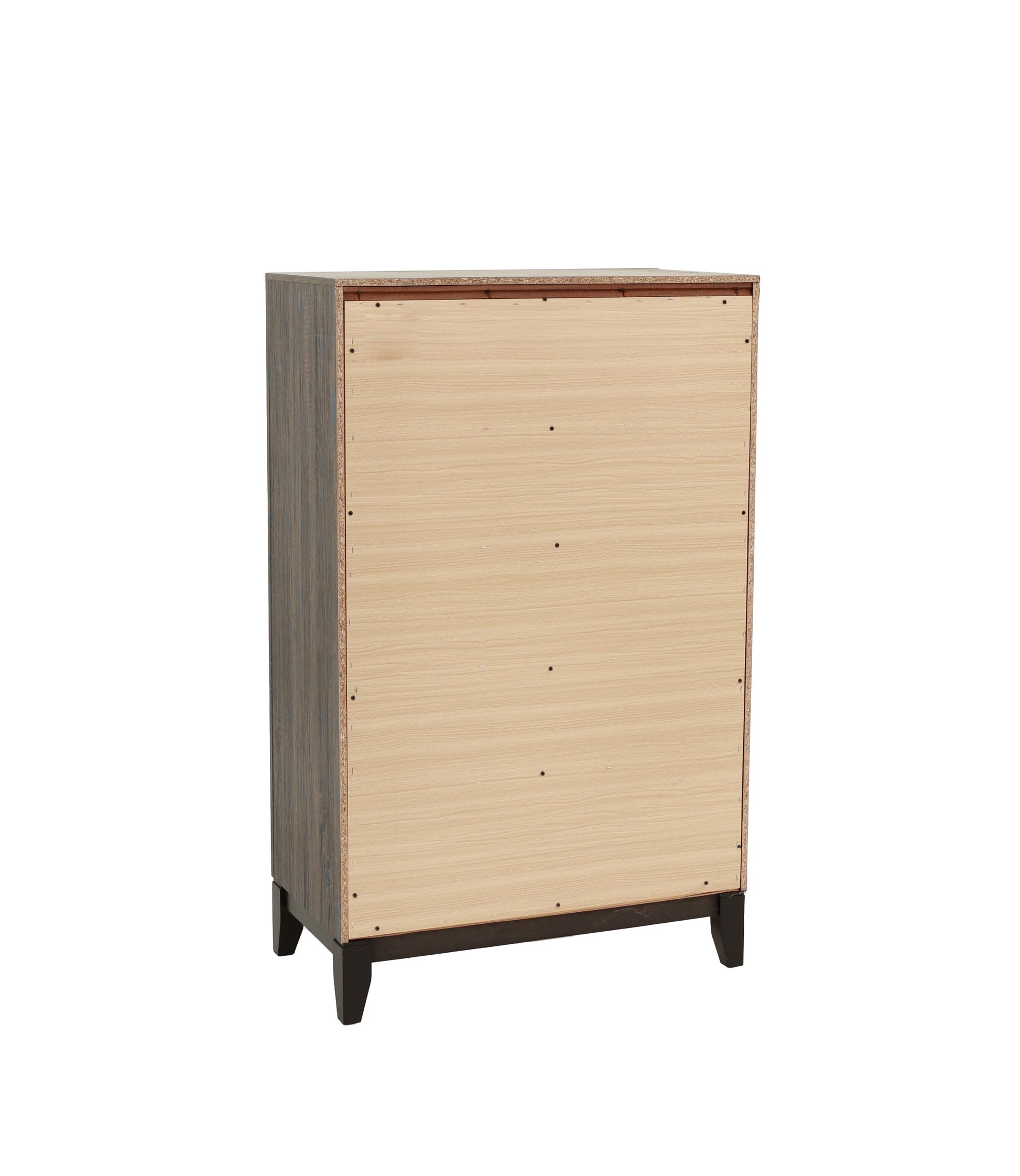 Bedroom Furniture Rustic Grey Oak Simple 1Pc Tall Chest 5 Drawers Storage Solidwood Chest Gray Bedroom Modern,Transitional Pine Particle Board Mdf,Solid Wood