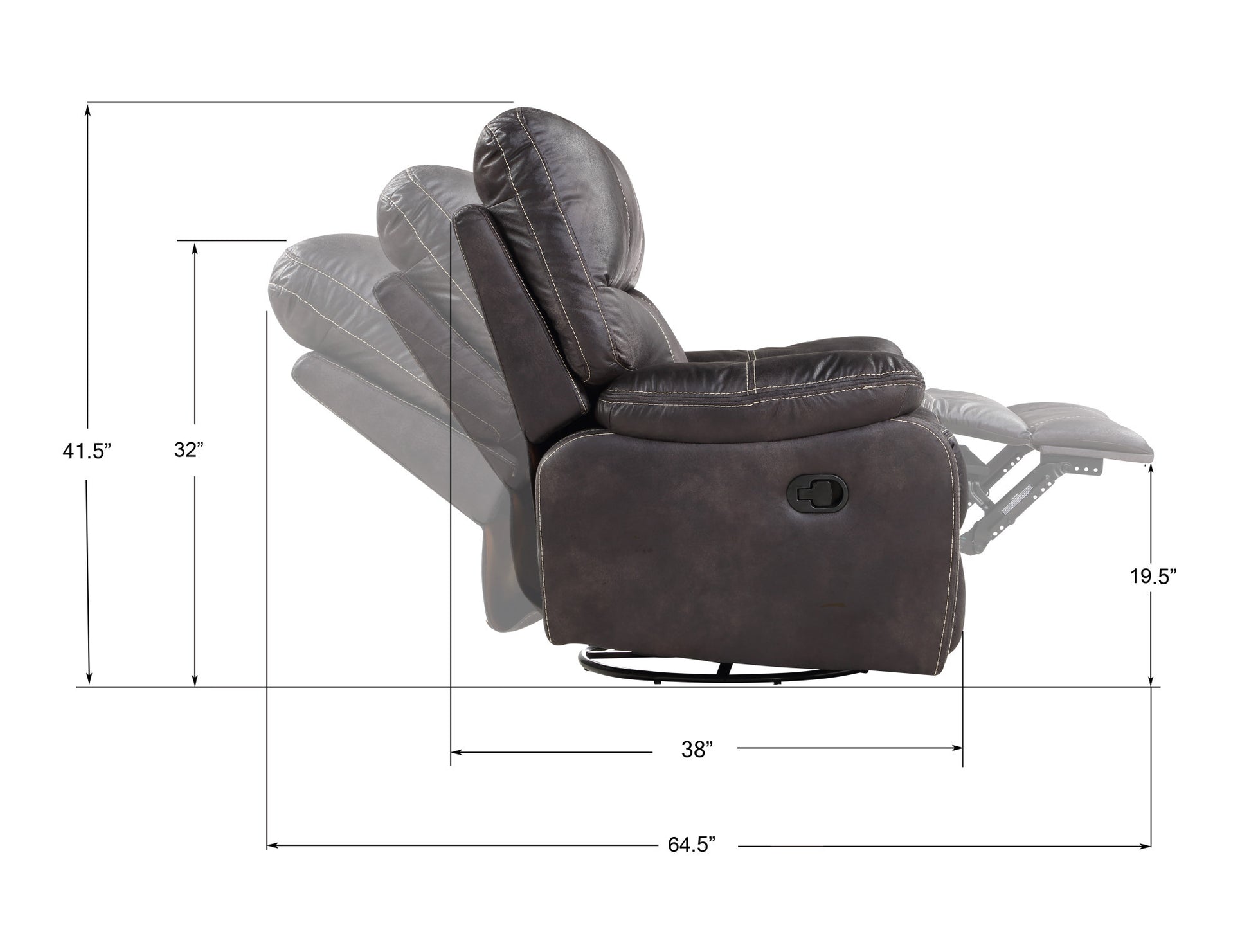 Hooper Gray Swivel Gliding Recliner Gray Foam Engineered Wood