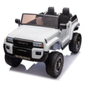 24V Two Seater Kids Ride On Car W Parents Remote Control, Licensed Toyota Lc250,2Wd,110W Motors,With Shovel,Three Point Seat Belt,Slow Start,Speed Adjustment,Bluetooth,Music For Kids Aged 3 . White 100 149 Lbs Polypropylene