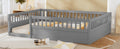 Full Floor Bed Frame With Fence, Wood Kids Floor Beds Frame For Bedroom Playroom,Gray Expect Arrive Date Jul. 10Th Full Grey Pine