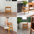 Acacia Wood Two Steps Stool Small Size Rectangle Acacia Wood Light Brown Primary Living Space American Design Acacia Wood