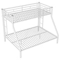 Twin Xl Over Queen Metal Bunk Bed With Ladder And Guardrails, White Box Spring Not Required Twin Xl White Metal Metal