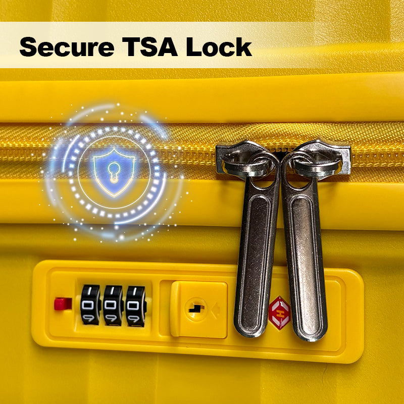 Hardside Luggage Sets 3 Pieces, Expandable Luggages Spinner Suitcase With Tsa Lock Lightweight Carry On Luggage 20Inch 24Inch 28Inch Antique Yellow Polypropylene