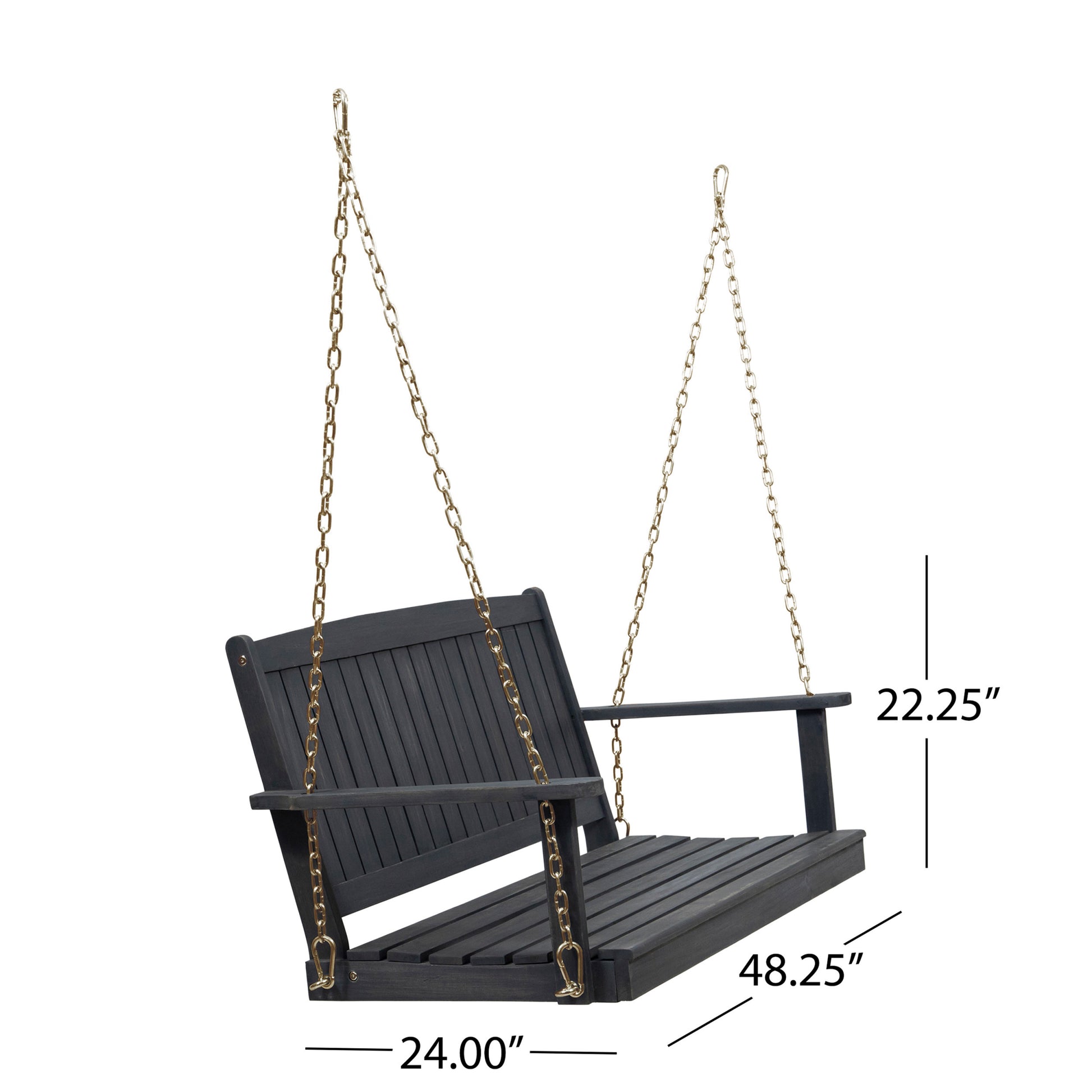 Tambora Porch Swing Dark Grey Wood Metal