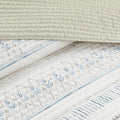 3 Piece Printed Microfiber Seersucker Quilt Set Taupe Blue King Cal King King Taupe Blue Polyester