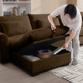 Corduroy Fabric Ottomans Footrest To Combine With 2 Seater Sofa, 3 Seater Sofa And 4 Seater Sofa, Brown Corduroy Brown Corduroy