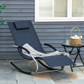 Outsunny Zero Gravity Rocking Chair Outdoor Chaise Lounge Chair Recliner Rocker With Detachable Pillow And Durable Weather Fighting Fabric For Patio, Deck, Pool, Navy Blue Navy Blue Steel