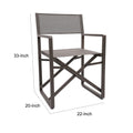 Metal Director Chair With X Shaped Braces, Set Of 2, Espresso Brown Brown Aluminium