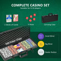 Soozier Poker Chip Set With 6 Denominations, 500 Chips, 14 Gram Clay, Casino Poker Chips With Aluminum Case, 2 Decks Of Playing Cards, Dealer Button & 5 Dice For Texas Hold'Em Black Aluminium