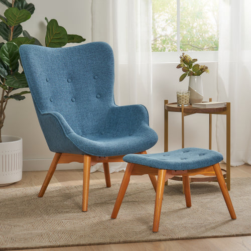 Contour Chair Set Blue Fabric