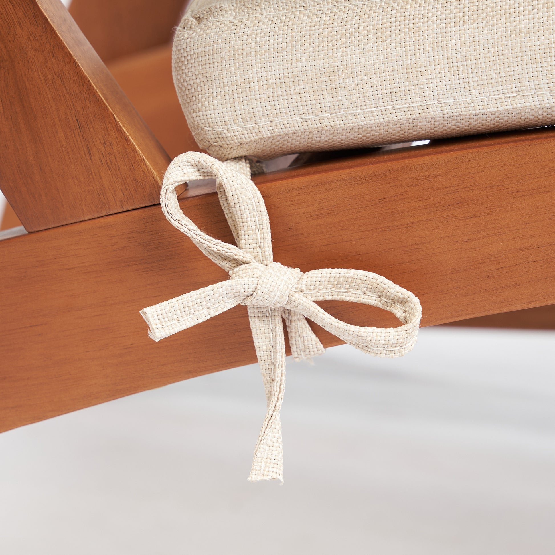 Outsunny 4 Pieces Patio Chairs With Cushion, Outdoor Dining Chairs Set Of 4, Acacia Wood Seat With Footstools, Slatted Seat & Backrest, Armrests, Cream White Natural Wood