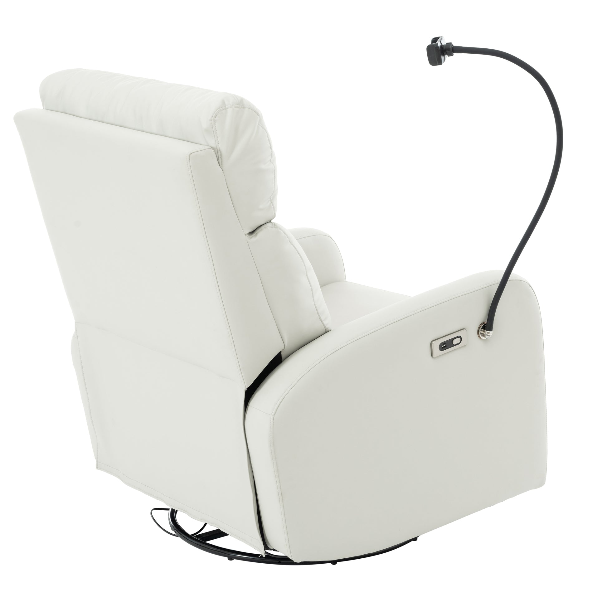 270 Power Swivel Rocker Recliner Chair, Electric Glider Reclining Sofa With Usb Ports, Power Swivel Glider, Rocking Chair Nursery Recliners For Living Room Bedroom Light Gray Solid Light Brown Primary Living Space Push Button Rubberwood Solid Back Wood