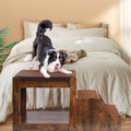Pet Bunk Bed With Removable Step For Dogs And Cats, Multi Level Bed Window Perch Seat Platform With Cushion And Cat Scratch Pad, Indoor Use Vintage American Design Particle Board