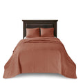 3 Piece Reversible Quilt Set Clay Red King Cal King Red Polyester