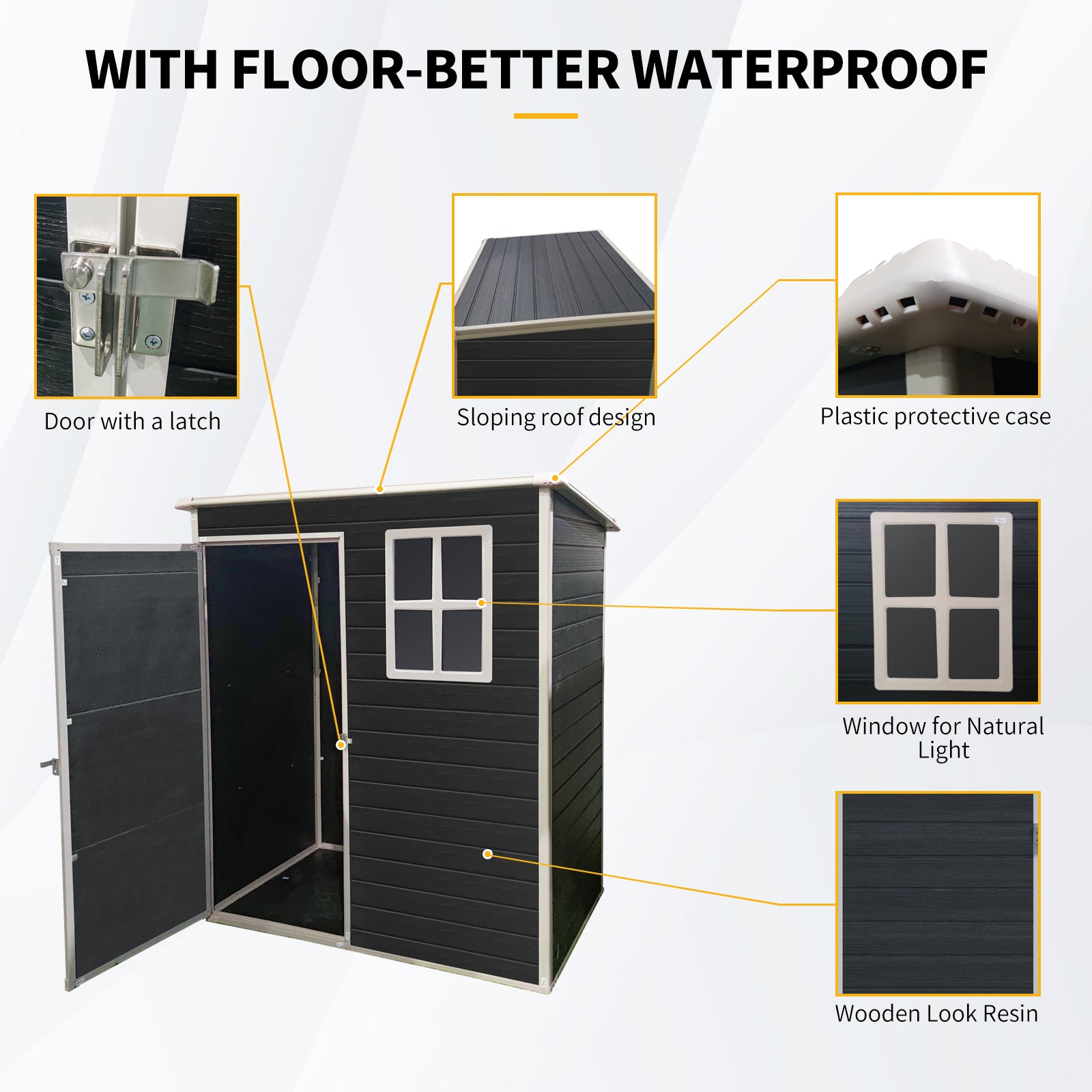 5X3Ft Resin Outdoor Storage Shed Kit Perfect To Store Patio Furniture,Black Black Plastic