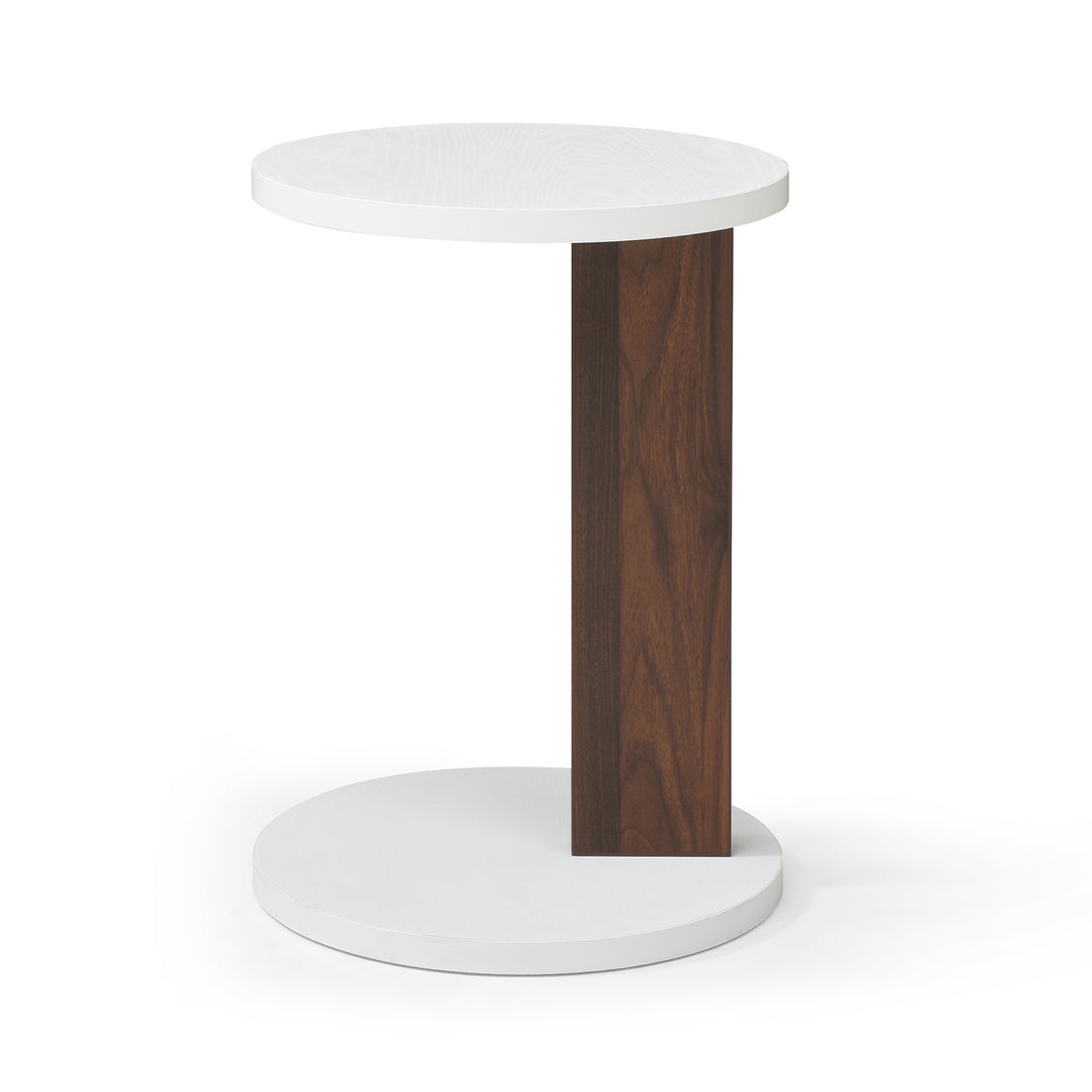 C Shaped End Table, Small Side Table For Couch, Sofa Table With Wood Frame For Living Room, Bedroom, Bedside, Rustic White And Walnut White Walnut Primary Living Space Coffee & End Tables Mdf
