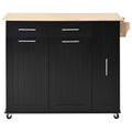 K&K Kitchen Island With Drop Leaf, Kitchen Storage Cart With 3 Tier Pull Out Cabinet Organizer, Internal Storage Rack, Rolling Kitchen Cart On Wheels With Towel Rack, 2 Drawers, For Kitchen, Black Black Brown Kitchen Classic,Farmhouse,Luxury,Modern