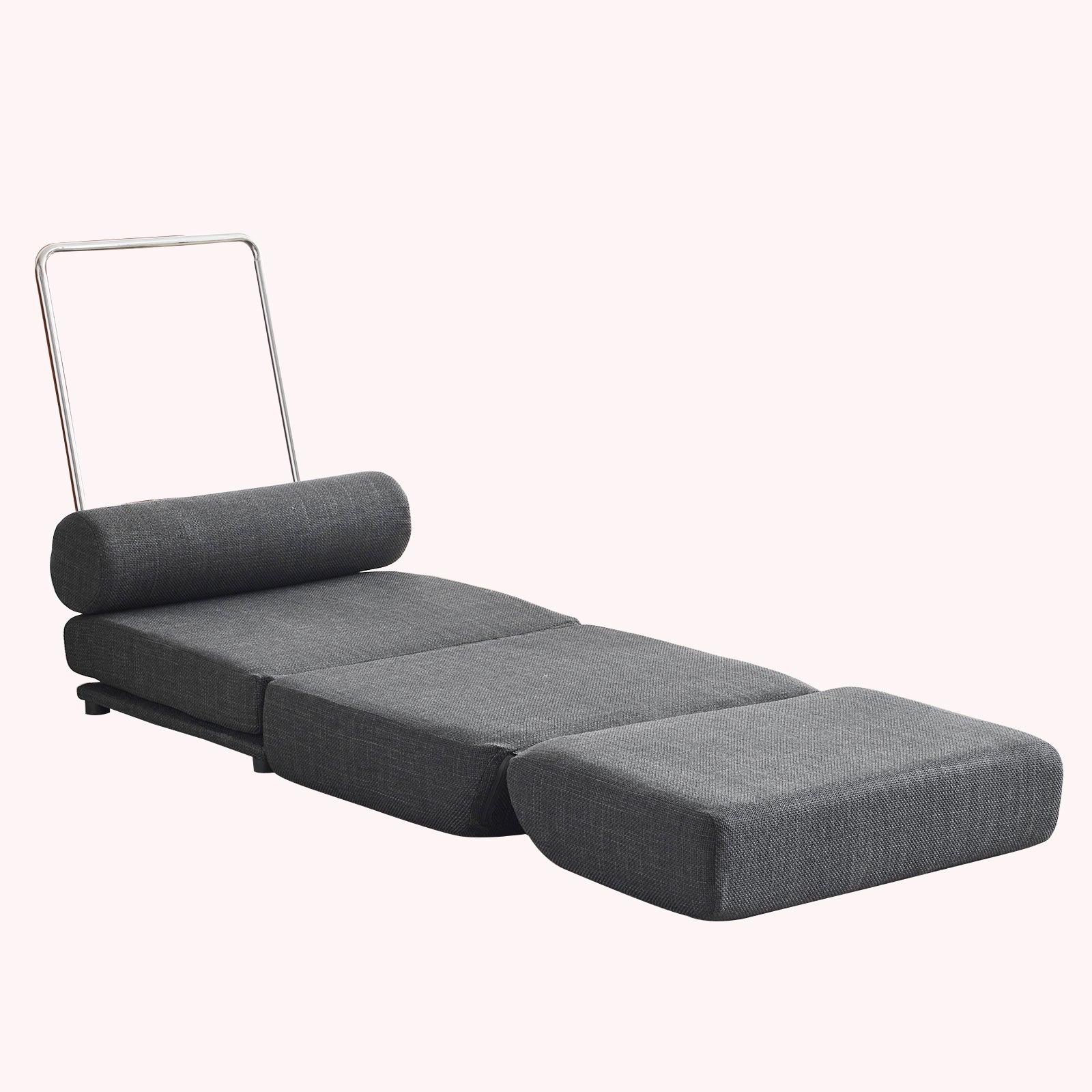 Single Sofa Chair Foldable Single Sofa Bed With Pillow,Portable Foldable Sofa Bed,Leisure Sofa Chair,Easy To Store,Made Ofand Wearable Linen,Dark Grey Dark Gray Modern Foam Linen