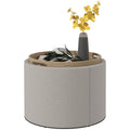 Homcom Round Storage Ottoman Coffee Table With Flip Top Tray, Gray Light Gray Polyester