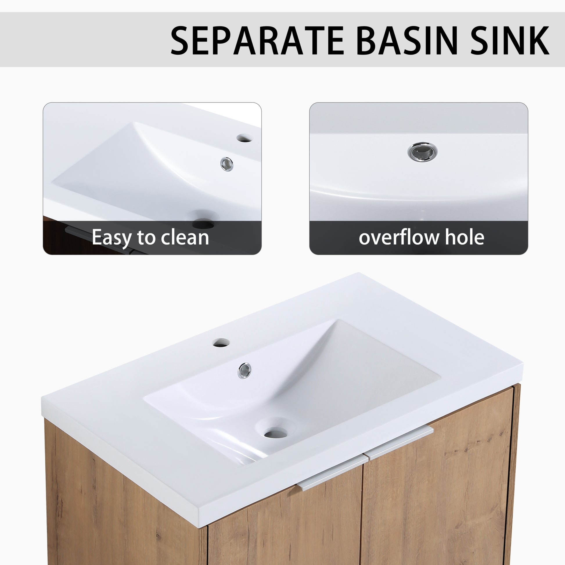 Soft Close Doors Bathroom Vanity With Sink,30 Inch For Small Bathroom,30X18 00630 Imo Kd Packing Imitative Oak Bathroom Modern Plywood Plywood