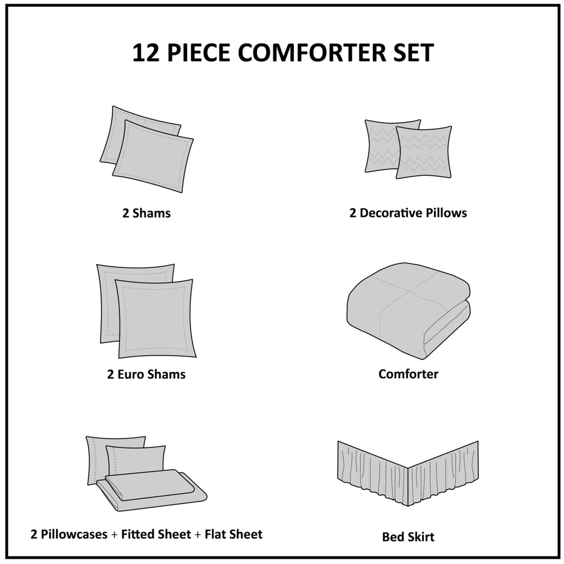 12 Piece Comforter Set With Cotton Bed Sheets Blue Queen Queen Blue Cotton