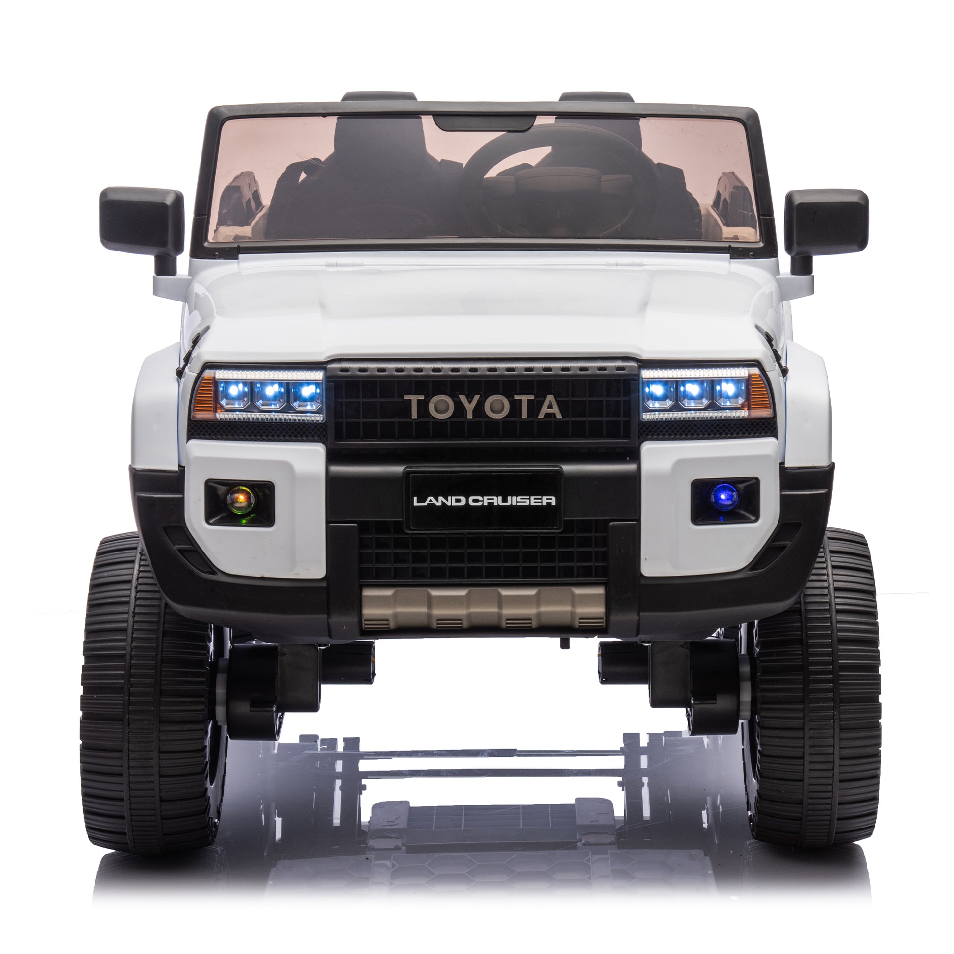 24V Two Seater Kids Ride On Car W Parents Remote Control, Licensed Toyota Lc250,220W Motors,With Shovel,Three Point Seat Belt,Slow Start,Speed Adjustment,Bluetooth,Music For Kids Aged 3 . White 100 149 Lbs Polypropylene