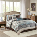 7 Piece Comforter Set Blue Queen Queen Blue Polyester