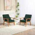 Leisure Chair With Solid Wood Armrest And Feet, Leisure Chair, Wood Frame, Velvet, Solid Rubber Wood Legs, Mid Century Modern Accent Chair, For Living Room Bedroom Studio Chair,Two Packs Emerald Corduroy