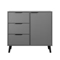 Storage Cabinet With 3 Drawers & Adjustable Shelf, Mid Century Cabinet With Door, Accent Cabinet For Living Room, Home Office, Entryway, Gray 3 4 Drawers Gray Particle Board