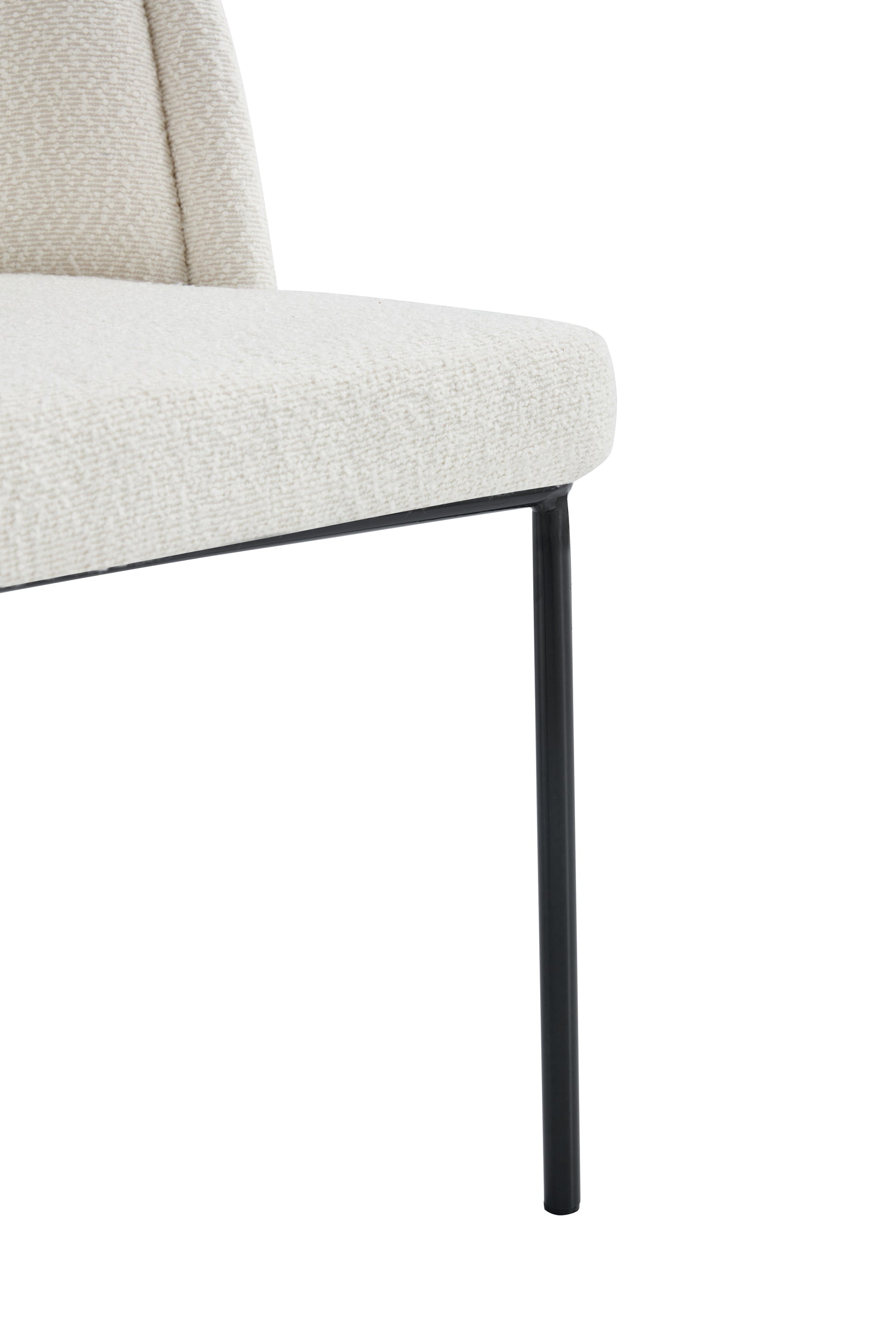 Set Of 2 Dinning Chair Antique White Fabric Metal