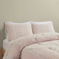 3 Piece Cotton Jacquard Comforter Set Blush Full Queen Queen Blush Cotton