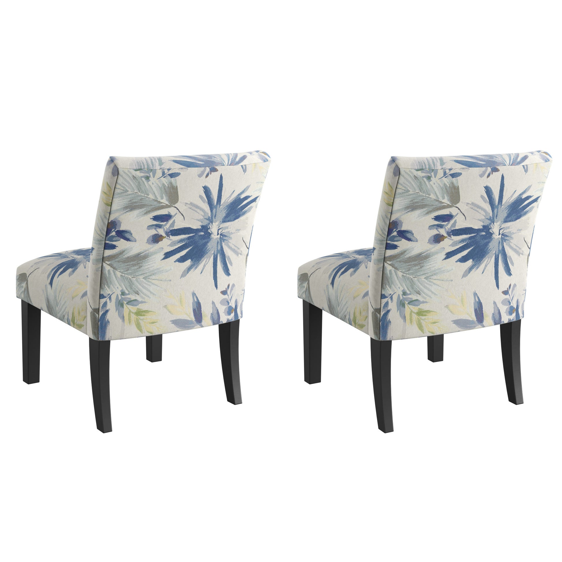 Verma Blue Floral Accent Chair Blue Foam Engineered Wood