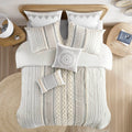 Cotton Printed Comforter Set With Chenille Ivory King Cal King King Ivory Cotton