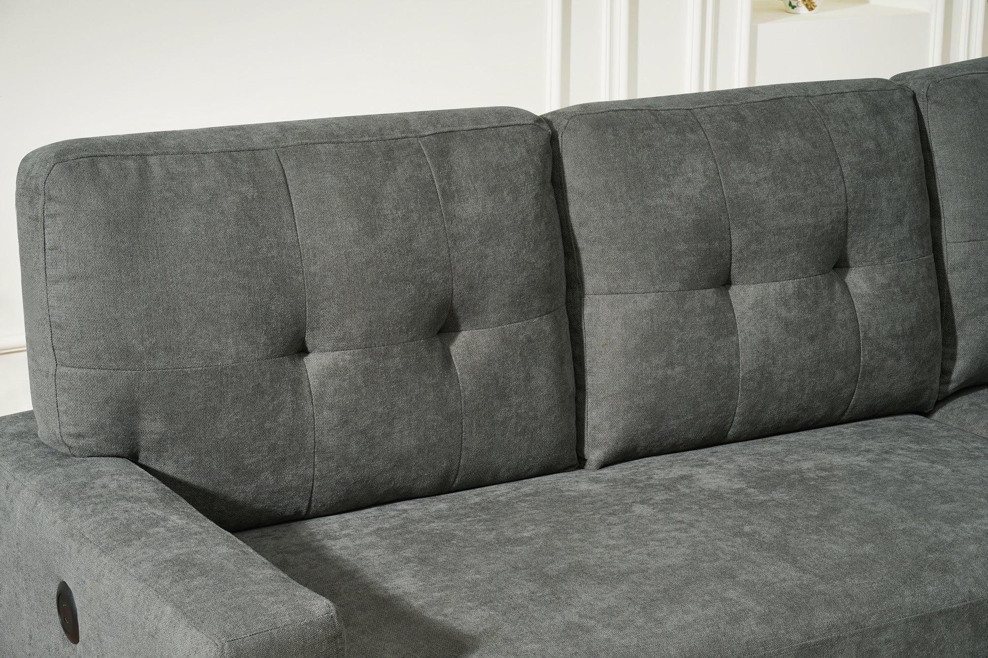 Sectional Sofa Bed L Shaped Sofa Couch Bed With Usb Port, Reversible Sofa Couch Sleeper With Pull Out Bed, Chaise With Storage, Pull Out Couch For Living Room Dark Gray Wood Fabric 3 Seat
