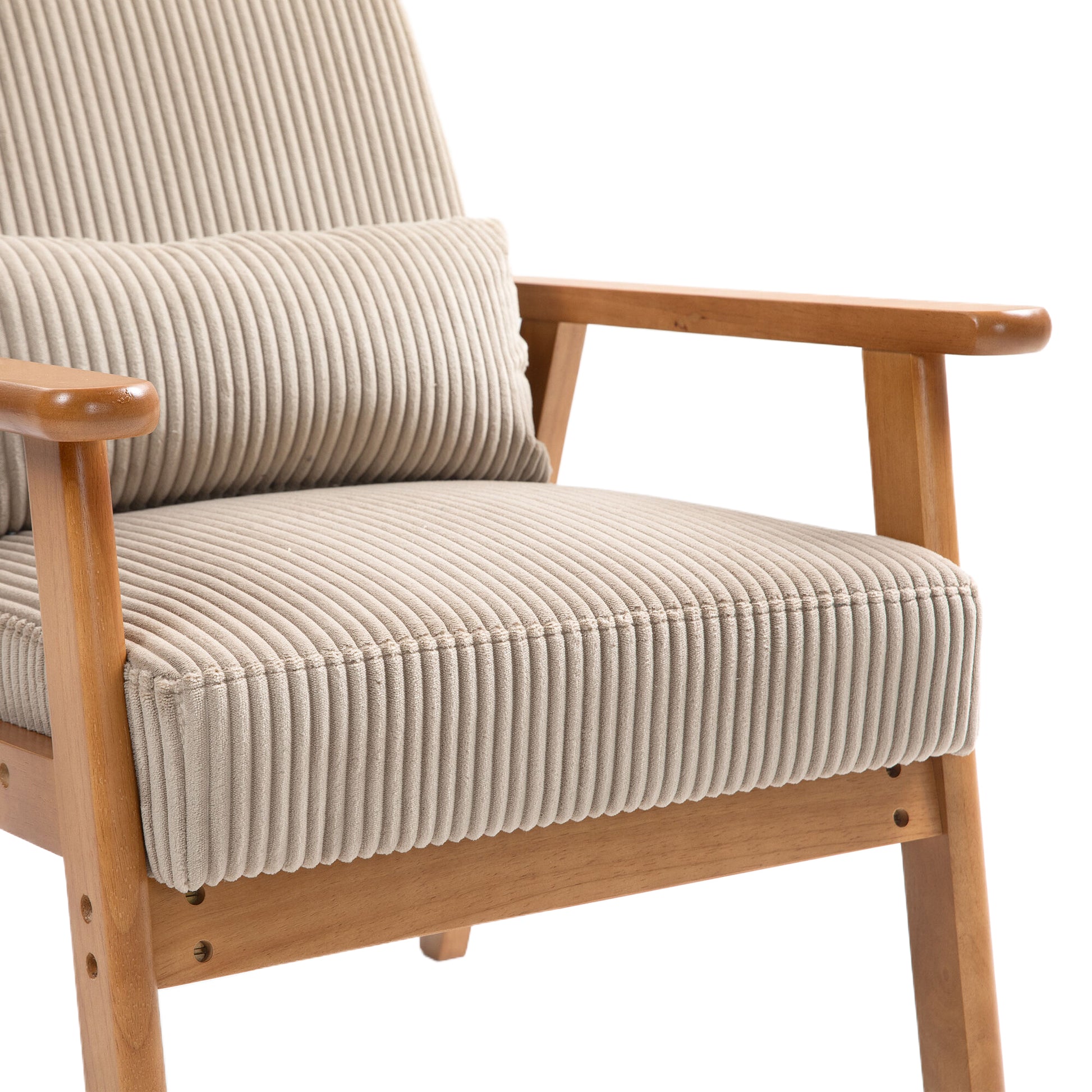 Leisure Chair With Solid Wood Armrest And Feet, Leisure Chair, Wood Frame, Velvet, Solid Rubber Wood Legs, Mid Century Modern Accent Chair, For Living Room Bedroom Studio Chair,Two Packs Camel Corduroy