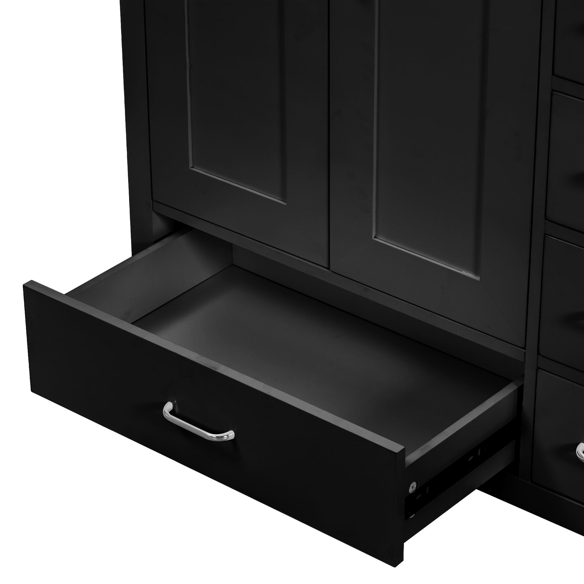 36" Black Bathroom Vanity With Ceramic Sink Combo, Abundant Storage Cabinet 2 Soft Close Doors And 5 Drawers Black Bathroom Solid Wood Mdf