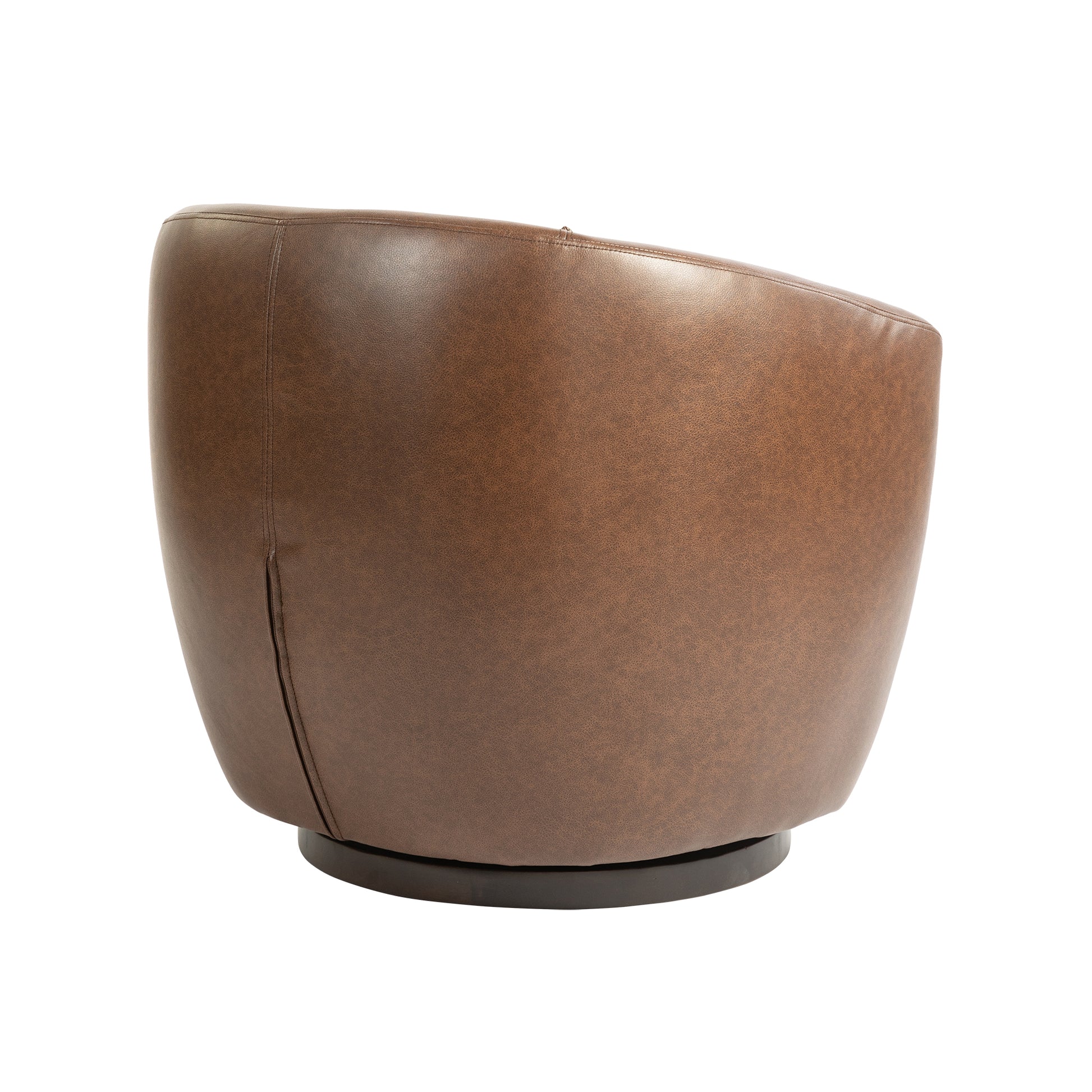 Upholstered Swivel Barrel Armchair With Storage Modern Living Room Side Chair For Bedroom Office Reading Spaces Pu Dark Brown Dark Brown Foam Upholstered